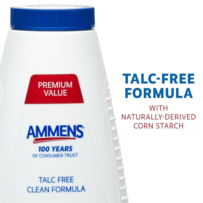 Ammens Original Body Powder - Talc Free Body Powder with Naturally Derived Cornstarch - Free from Dye and Parabens - Soothes Itchy Skin - 11 oz (Pack of 6)