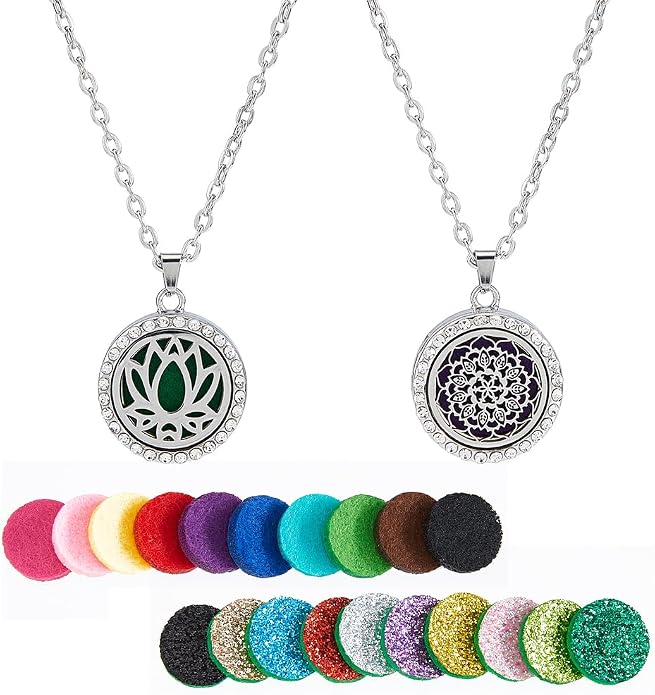 Aromatherapy Essential Oil Diffuser Necklace Diffuser Stainless Steel Oil Pendant Aromatherapy Bottle Locket Necklaces Gift for Woman Men