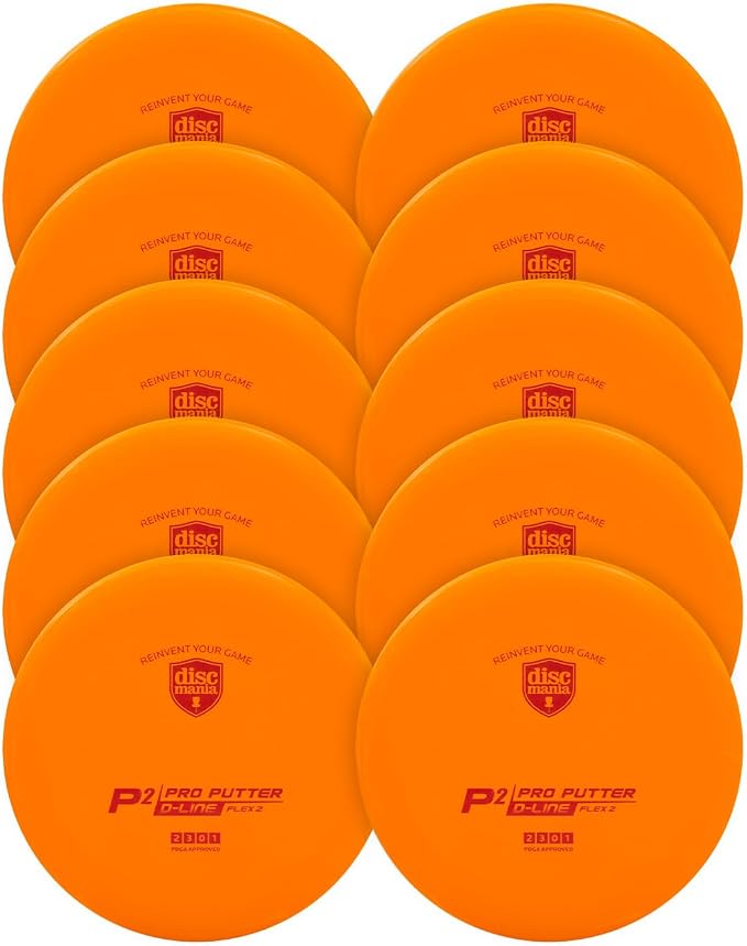 Discmania Flex 2 D-Line Putter Pack | Beginner Disc Golf Putter Set | Grippy Base Plastic | Straight Flight & Comfortable Grip | Perfect for Practice Putting | Colors May Vary