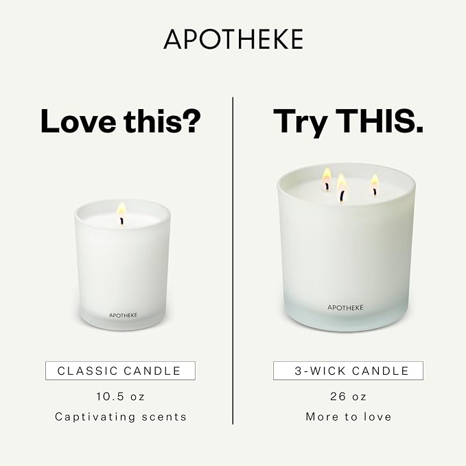 Apotheke 3-Wick Scented Candles for Home, Bergamot Tangerine - 26 oz Soy Wax Aromatherapy Jar Candle with Perfume-Grade Essential Oils - Gift for Women & Men - Bergamot, Tangerine & Sweet Dahlia