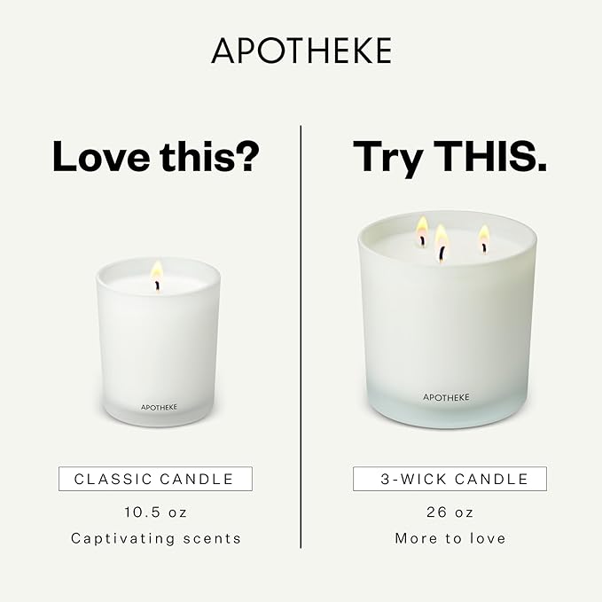 Apotheke 3-Wick Scented Candles for Home, Black Iris Oak - 26 oz Soy Wax Aromatherapy Jar Candle Gift for Women & Men with Perfume-Grade Essential Oils - Black Pepper, Cinnamon, Musk & Violet