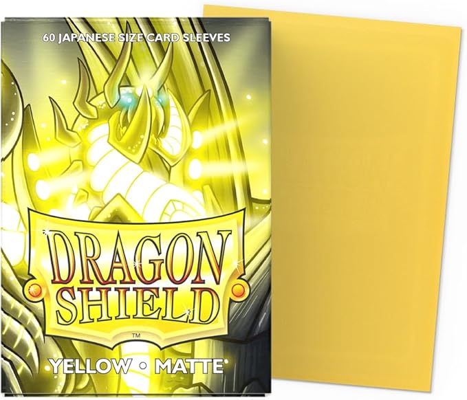 Dragon Shield | Japanese Size Card Matte Sleeves | 60 CT - Smooth & Tough Premium TCG Sleeves - Compatible with Yu-Gi-Oh, Naruto, Cardfight & Vanguard | Yellow