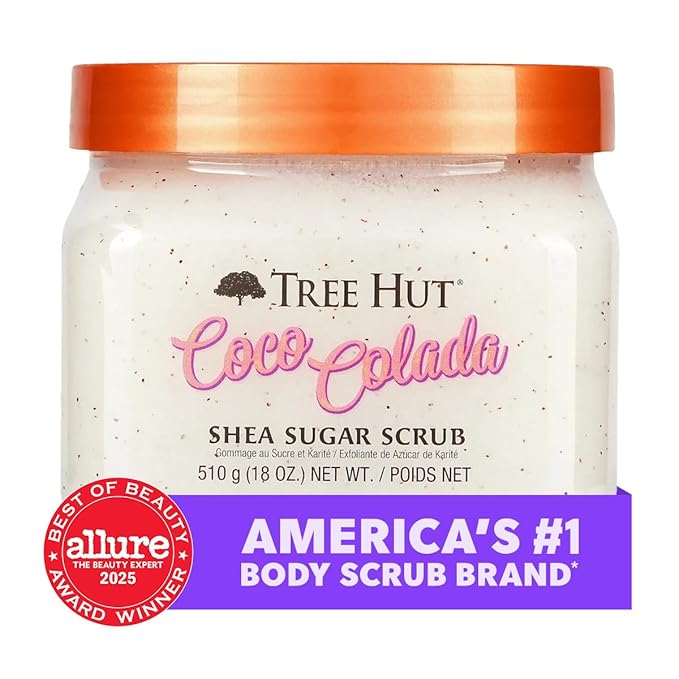 Tree Hut Coco Colada Shea Sugar Scrub, Mothers Day Gifts, Exfoliating & Hydrating Body Scrub with Shea Butter & Essential Oils, Smooth & Soften Skin, 18 oz