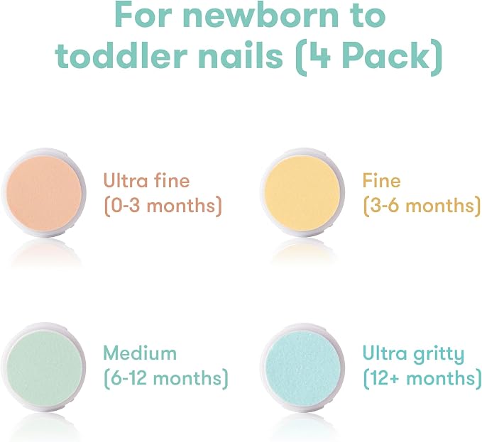 Frida Baby Electric Nail Buffer Replacement Pads | Safe + Easy Grooming, Trimming, and Nail Filing for Newborn, Toddler, or Children's Fingernails and toenails, 4 Buffer Pads (Pack of 2)
