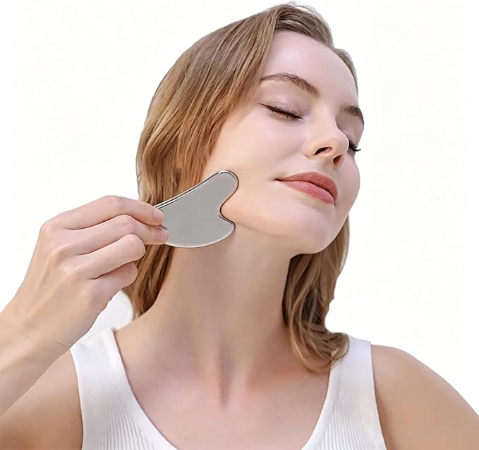 BYYDDIY Stainless Steel Gua Sha Facial Tools, Metal Gua Sha for Face,Tighten Skin Massage, Guasha Beauty Tool for Body Eyes (W.F-s.S)