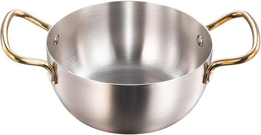 7 inch Korea Ramen Pot, Stainless Steel Cooking Pot for Induction Cooktop | Ramen Cooking Pot with Double Handle, Stovetop Ramen Cooker for Soup Noodle Pasta, Silver