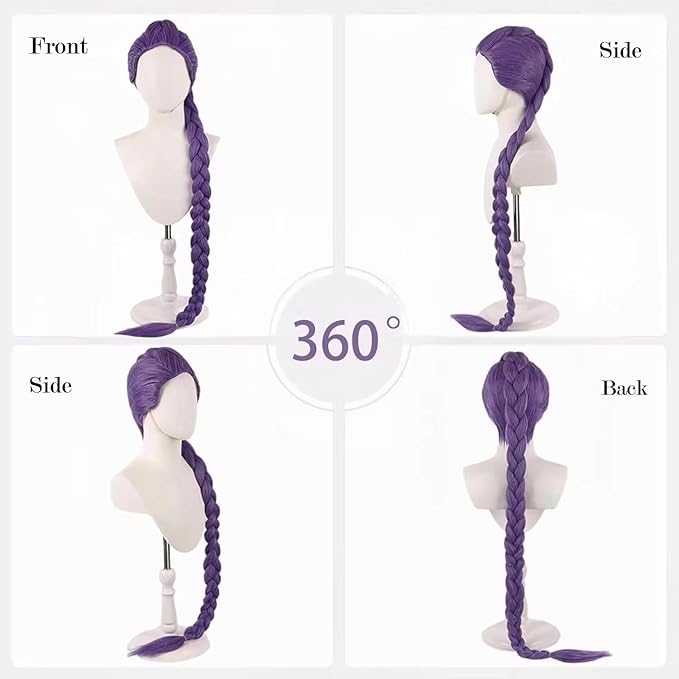 39 INCH Long Rumi Costume Wig Cosplay, Mira Zoey Purple K-pop Demon Hunters Costume Wigs for Halloween Costume Party