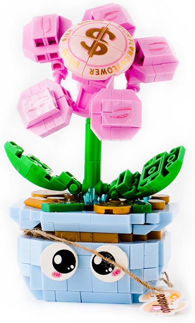 XunYang Mini Blocks Potted Plant Building Money Flowers Set, Flowers Building Blocks for Home Office Decor, Birthday Gifts - 350pcs