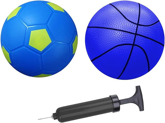 ABAJI Mini Basketballs Soccer Balls 5" Toy Ball with Pump Needle Durable Material for Mini Hoop Toddlers Kids Teenagers for Pool Indoors Outdoors