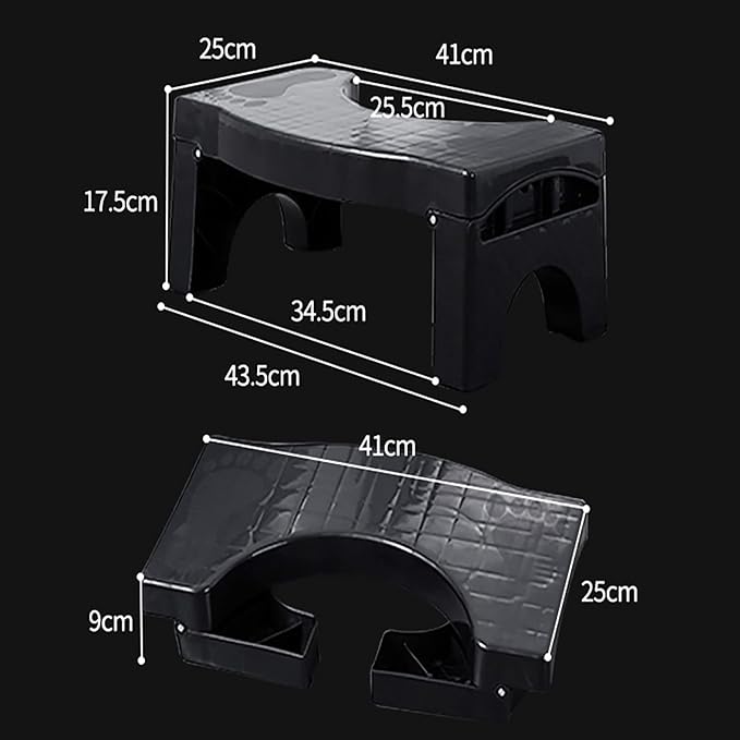for Adult Children,Potty Training Portable Squatting Toilet Stool,Collapsible Not-Slip Toilet Stool-Black 41x25x17.5cm(16x10x7inch)