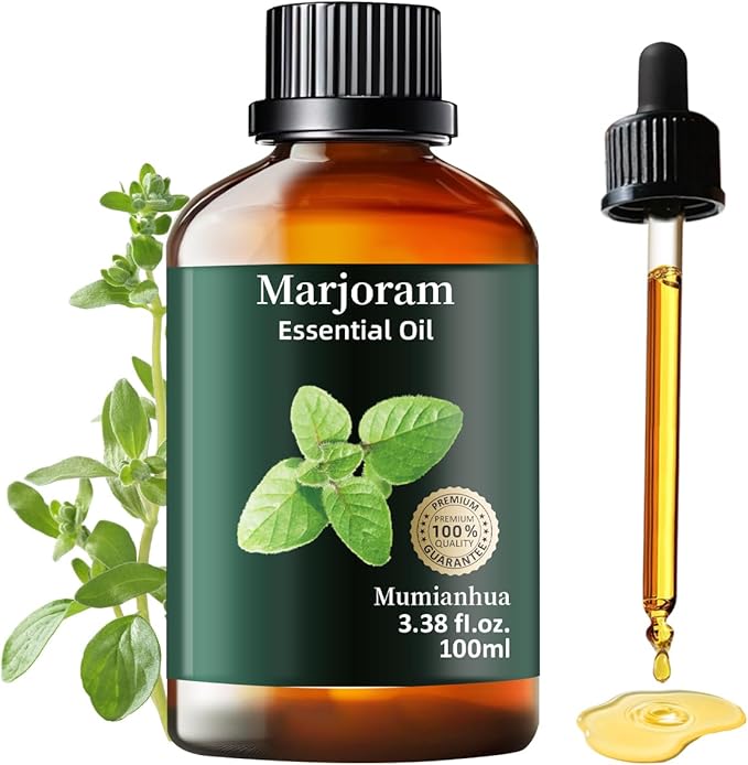Marjoram Essential Oil, Herbaceous Scent, Diffuser & Outdoor, 3.38 Fl Oz | Mumianhua Marjoram Oil, Steam-Distilled. Spicy, Earthy Aroma. For Massage, Skin, Outdoor Spray & Diffusion