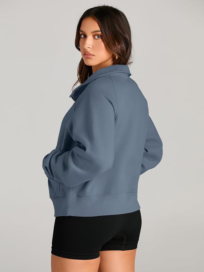 AUTOMET Womens Sweatshirts Half Zip Fleece Pullover Fall Outfits | Fall Fashion Clothes 2026,Cropped Sweatshirts,Cute Y2k Tops,Quarter Zipper Sweater,Winter Loungwear Outfits