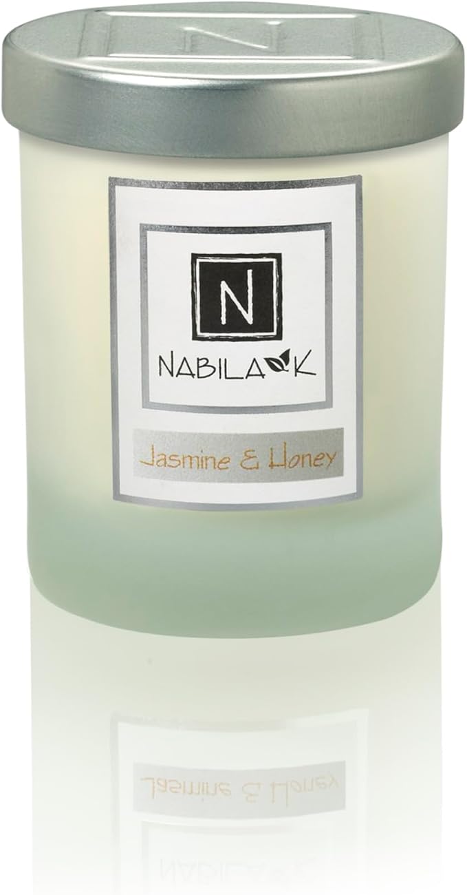 Nabila K – Jasmine & Honey - Soy-Based Candle - Jasmine, Ylang-ylang, Gardenia, Tuberose, and Honeysuckle, Honey - Hand-Poured - Cotton Wick - Aromatherapy - Essential Oils - Made in USA - 3 oz