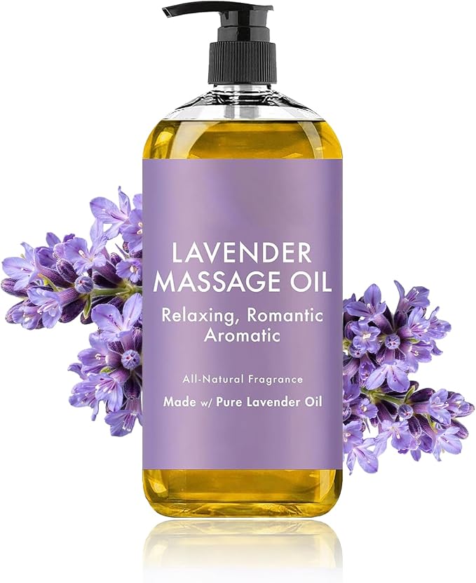 Body Massage Oil,8.8 fl oz Lavender Essential Oil for Sore Muscles & Stiffness,Massage Oil for Massage Therapy Naturally Lavender Oil Scented Spa Quality Oils for Soothing