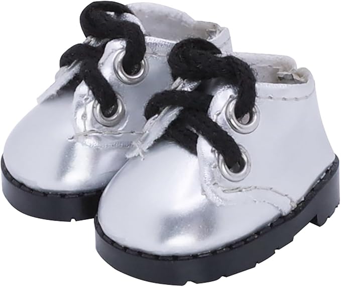 Etistta 17cm Doll Shoes for 17cm Doll Boots, 6.7 inch Doll Shoes Accessories (Silvery)