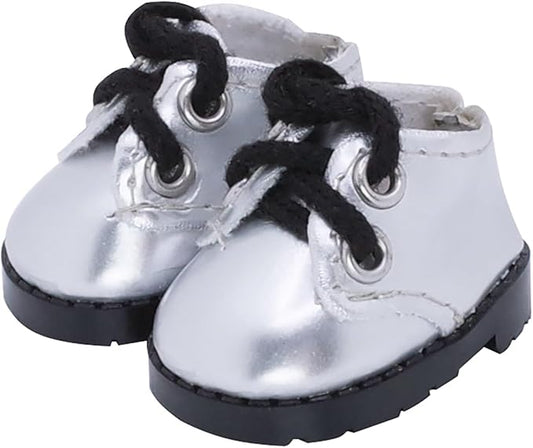 Etistta 17cm Doll Shoes for 17cm Doll Boots, 6.7 inch Doll Shoes Accessories (Silvery)