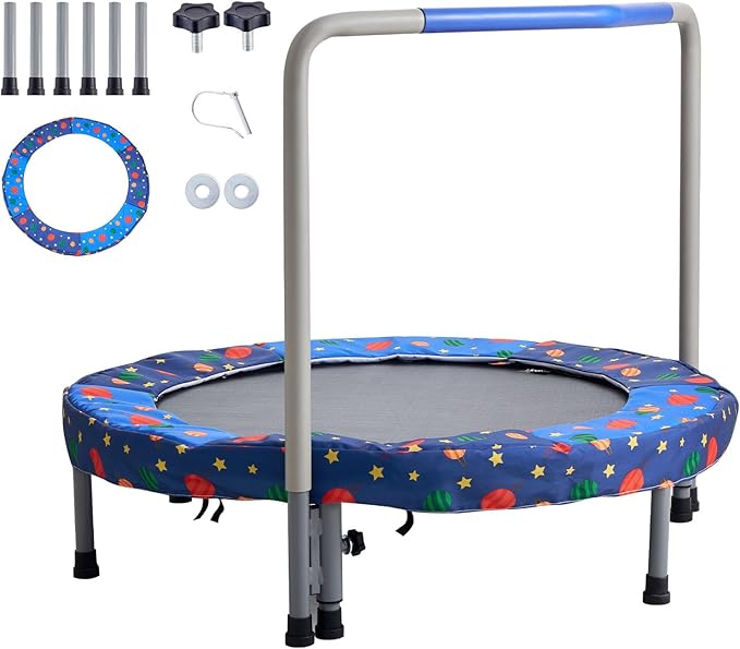VEVOR 3FT Trampoline for Kids, 36" Trampolines Indoor/Outdoor Trampoline for Toddlers, Foldable Mini Baby Jump Toy with Foam Handle, Recreational Trampolines Birthday Gift for 3+ Years Kids