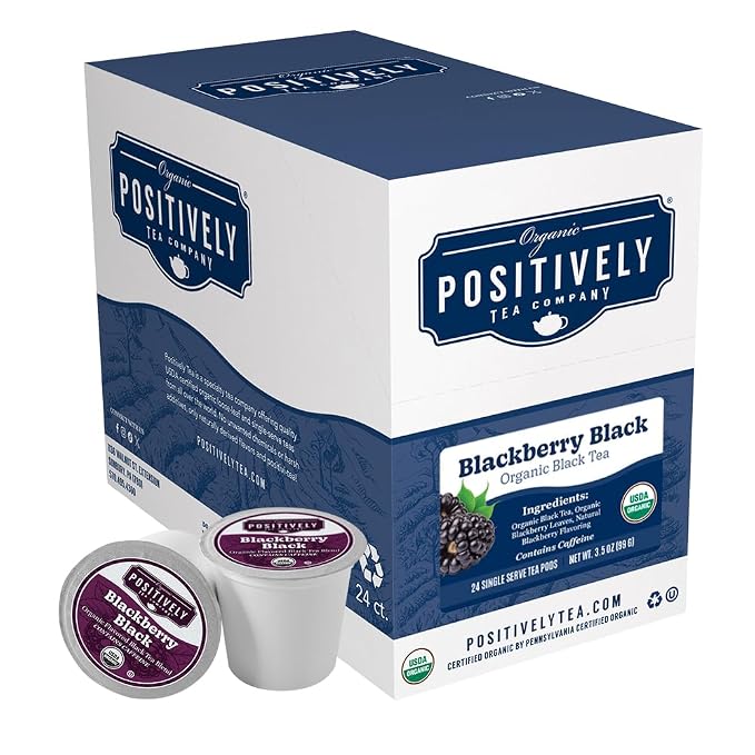 Organic Positively Tea Company, Blackberry Black Tea, K-Cup Compatible, 24 Pods