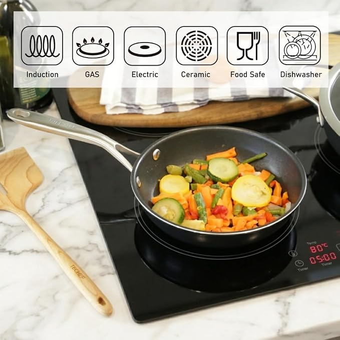 TECHEF - Onyx Collection 8-Inch Nonstick Frying Pan Skillet, PFOA-Free, Dishwasher Oven Safe, Stainless Steel Handle, Induction-Ready, Made in Korea (8-inch)