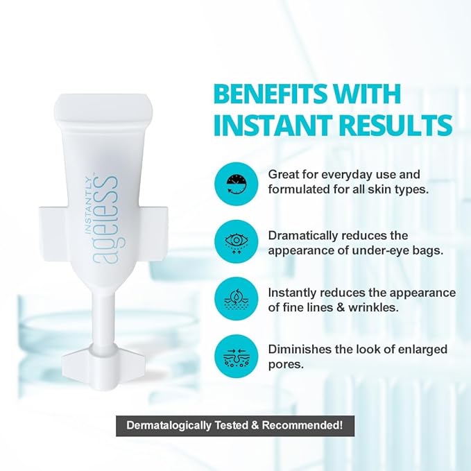 Instantly Ageless - Instant Face Lift Cream - Skin Care Anti Aging Face Cream with Vitamin C - Wrinkle Tightener - Eye Cream For Puffiness and Bags Under Eyes - Facelift 20 Vials