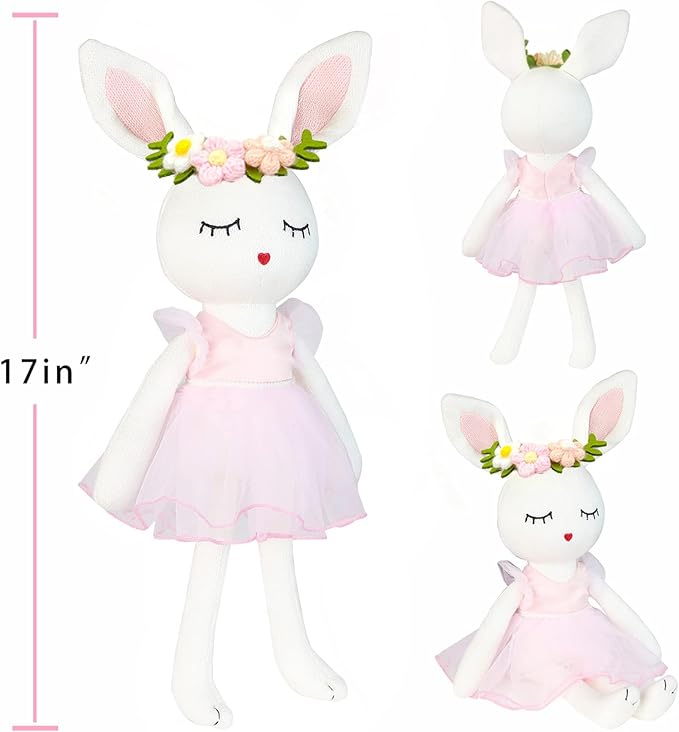 Ballerina Doll Easter Stuffed Animal Bunny Plush Animal Doll, Plush Rabbit Toy Bunnys Stuffed Animals for Girls Easter Animals on Party Birthday Christmas