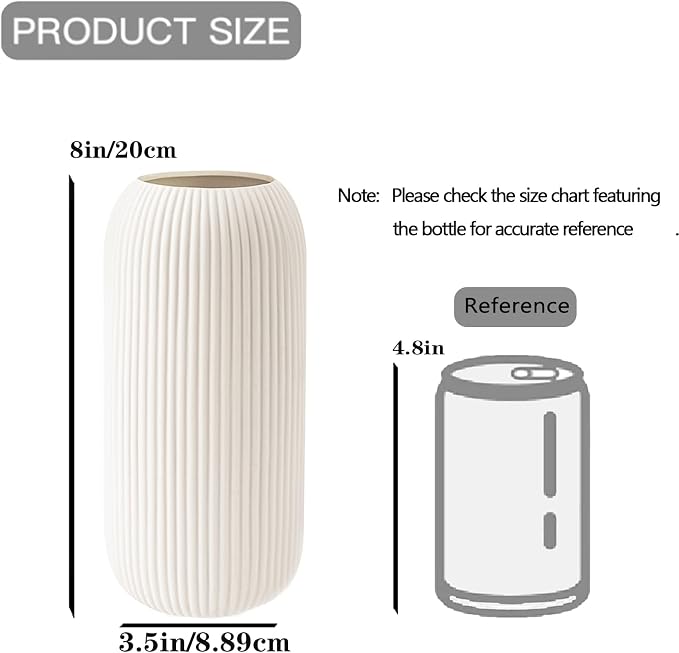 Ceramic Vase for Flowers – Modern Small Ribbed Textured Flower Vase for Home Decor, Pampas Grass, Decorative, Farmhouse, Coffee Table, Kitchen Centerpieces, Bookshelf and Home Living (White)