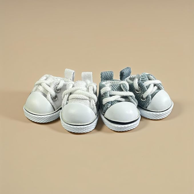 2 Pairs 17cm Doll Shoes, Lace-Up Canvas Sneakers Mini Shoes for 17cm Dolls, Fingerboard Shoes, Mini Finger Shoes, Clothing Accessory for 6.7in Dolls (Blue & White)