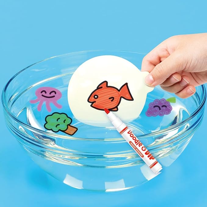 Doodle N Dip, Draw and Float Your Pictures and Add Them as Temporary Tattoos, 8 x Magic Markers & Picture Paddle, Magical Water Colouring Painting Pens, Creative Toy for Children