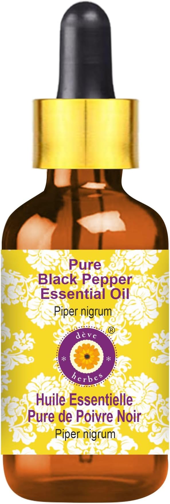 dève herbes Black Pepper Essential Oil (Piper nigrum) with Glass Dropper | Pure | Non-Sticky | Non-Greasy | Lightweight | Men & Women | All Skin Types | Steam Distilled 5ml (0.16 oz)
