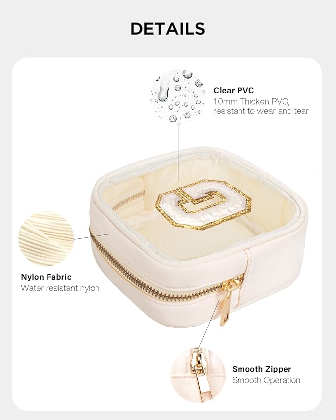 KOTORA Travel Clear Makeup Bag Toiletry Bag, Make up Bag Waterproof Toiletry Bags for Women Cosmetic Bag Preppy Stuff Brithday Gifts for Women Personalized White Mother Girlfriend Wife Gifts Letter G