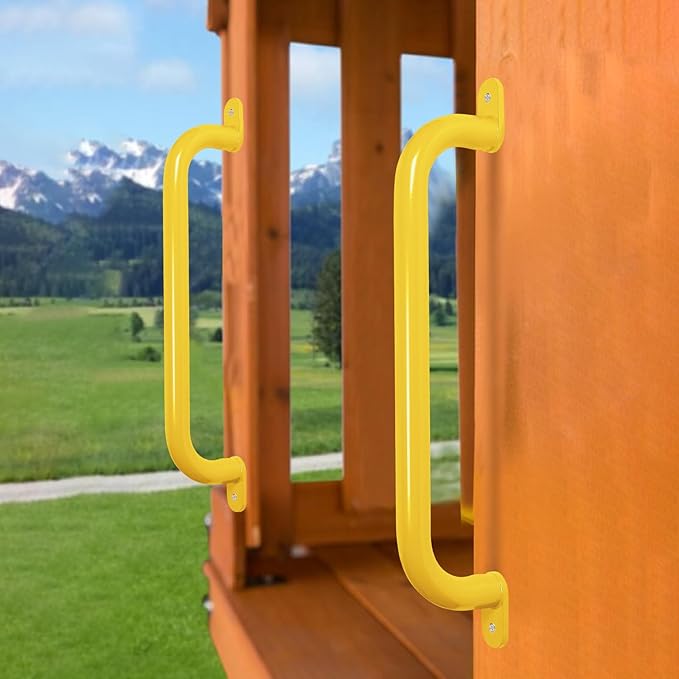ESPETS 17 Inch Yellow Metal Safety Handles for Playground 6 Pack - Swing Set Accessories Grab Handles, Playset Hand Grips, Indoor Monkey Bars for Jungle Gym, Playhouse, Climbing Frame