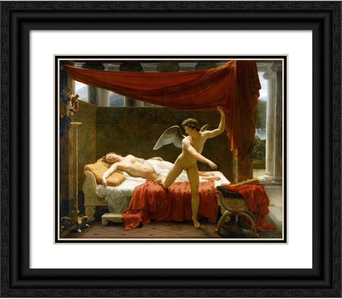ArtDirect François-Edouard Picot 24x20 Black Ornate Framed and Double Matted Museum Art Print Titled: Cupid and Psyche (C.1817)