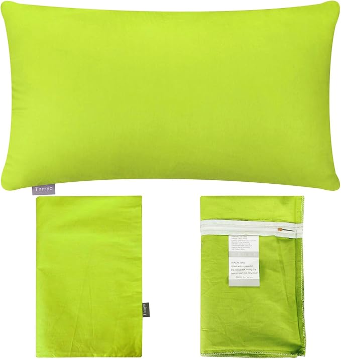 Thmyo 4-Pack 100% Cotton Lumbar Comfortable Solid Decorative Throw Pillow Case, Rectangle Cushion Cover Pillowcase Sublimation Blank Pillow Covers DIY Throw Pillowcase(12x20inch/30x50cm,Light Green)