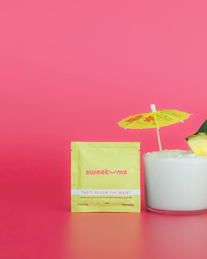 Sweetums Feminine Wipes For Women, Individually Wrapped - pH Balanced Flavored Intimate Wipes - Pack of 10 (Pina Colada)