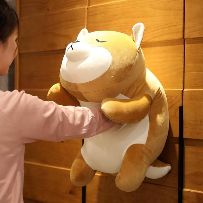 Shiba Inu Plush Pillow,Soft Corgi Stuffed Animals Toy Cute Sleeping Puppy Doll Gifts for Kids (Smiling Eyes, 29.5 inch)