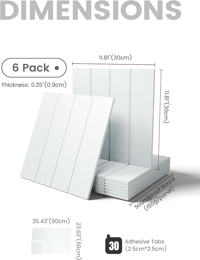 Fluxynara 36" x 24" Large Felt Bulletin Board, Cold White | 6 Pack Cork Board Alternative with 30 Safe Adhesive Tabs, Felt Pin Boards for Wall Decor, Home, Office, Classroom, Dorm