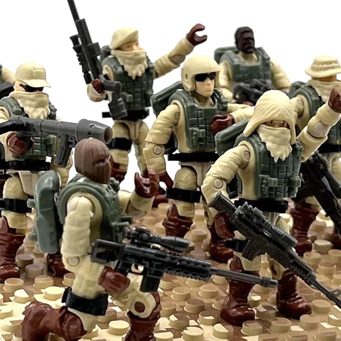 Special Forces Mini Military Action Figure with Weapons and Accessories Building Blocks Playset, 8 PCS 1:36 Scale Army Men Figure, Multiple Movable Joints, Best Gift for Kids 8 9 10