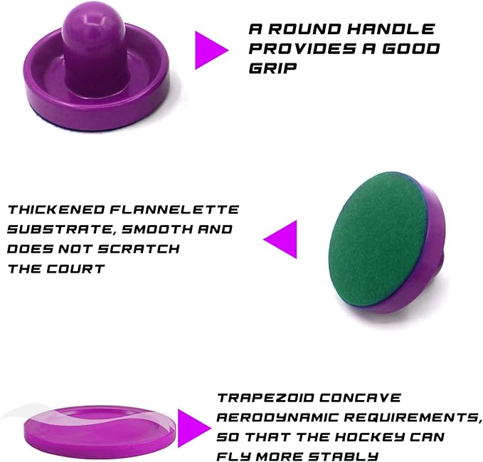 Air Hockey Pushers and Pucks - Air Hockey Paddles and Goal Handles Replacement Accessories for Game Tables (4 Pushers, 8 Pucks)