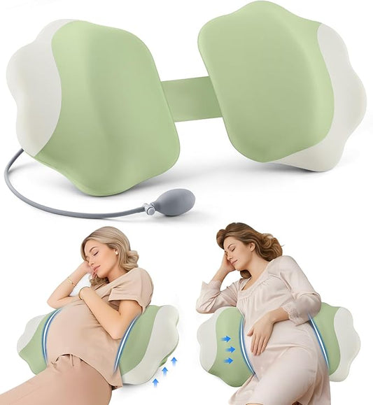 DONAMA Memory Foam Pregnancy Pillow- with Adjustable Air Bag for Back/Legs/Belly/HIPS Support, W-Shaped Pregnancy Wedge Pillows for Sleeping, Cooling Maternity Body Pillow for Pregnant Women