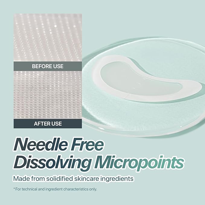 CHARDE Under Eye Patches for Puffiness & Eye Bags – Dissolving Microneedle Eye Patch with Micropoints, Bakuchiol, Hyaluronic Acid & Niacinamide – Korean Skincare Eye Mask for Dark Circles (8 Pairs)