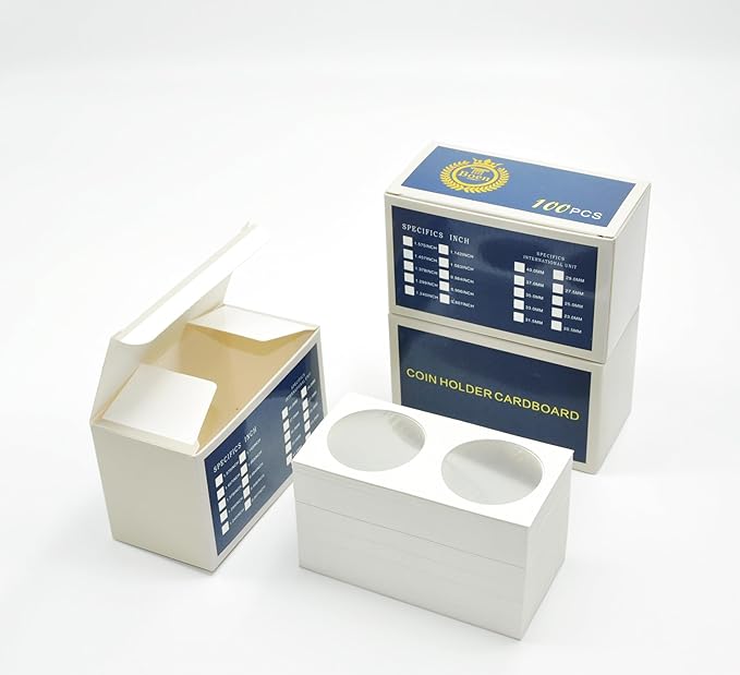Boen 300Pcs 40mm/(1.57 Inch) Coin Flips for Large Dollar, Coin Holders for Colletors The Coin Collection Supplies Coin Cardboard Coin Flips for Coin Collection