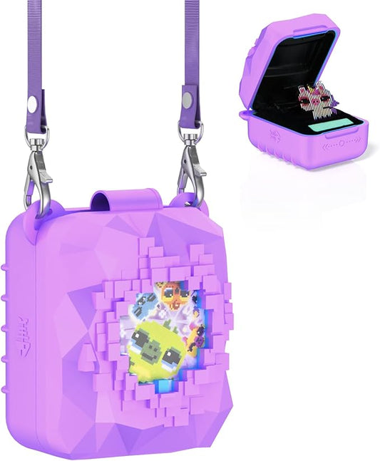 Soft Silicone Case for Bitzee Magicals Interactive Toy Digital Pet, Shockproof and Protective Carrying Case for Bitzee Magicals Virtual Electronic Pets with Lanyard (Light Purple)