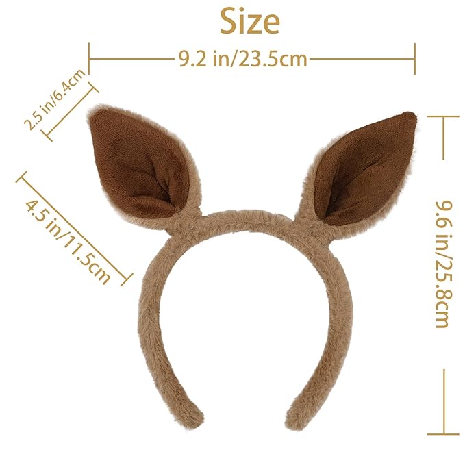 Beviliu Animals Ear 2 Pack Kangaroo Ears Headband Realistic Fluffy Cat Bunny Dog Hairband Halloween Christmas Costume for Washing Makeup Cosplay Party
