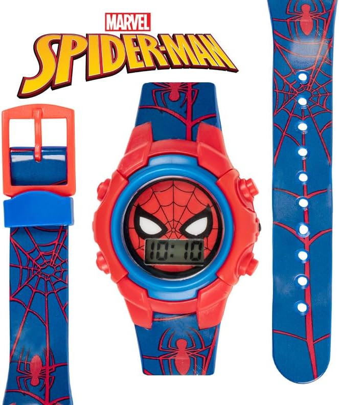 Marvel Spider-Man Kids Watches – Digital Display, Interactive Features, Adjustable Strap, Vibrant Spider-Man Graphics, Durable for Active Kids