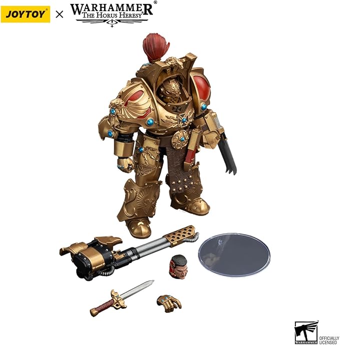 JOYTOY Warhammer The Horus Heresy Legio Custodes Aquilon Terminator Squad Aquilon with Infernus Firepike 1:18 Scale 5.4in Action Figure Mecha Joy Toy Collection Model