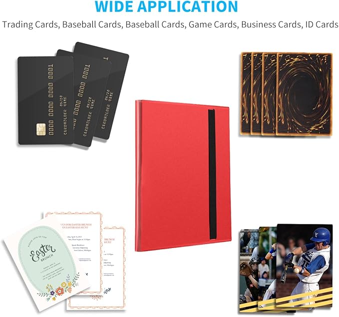Upgraded 9 Pockets Trading Card Collection Binder, 360 Book Holder Album for Yugioh, MTG, TCG, Magic, Sports Cards - Red