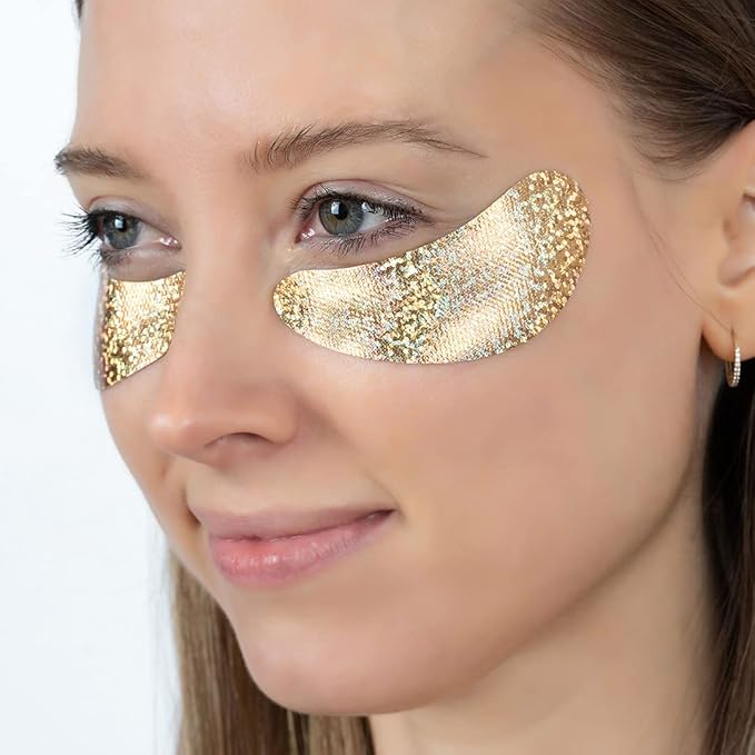 MISS SPA Under Eye Patches Brightening De-Puffing Eye Masks with Caffeine B3 Vitamins, Hydrating Eye Masks for Wrinkles Fine Lines Gold Under Eye Patches Skin Care, Dermatologist Tested (4 pairs)