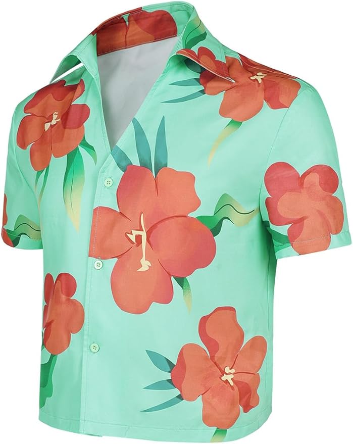 Mens Boys Anime Cosplay Costume Shirt Mens Short Sleeve Button Top