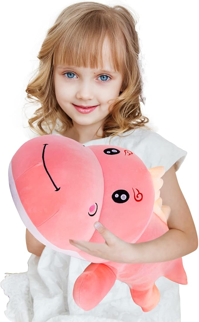 Cute Dinosaur Stuffed Animal Pillow, Soft Lumbar Back Cushion, Big Plushies, Great Gift for Kids Birthday, Valentine (Pink, 31.4in)