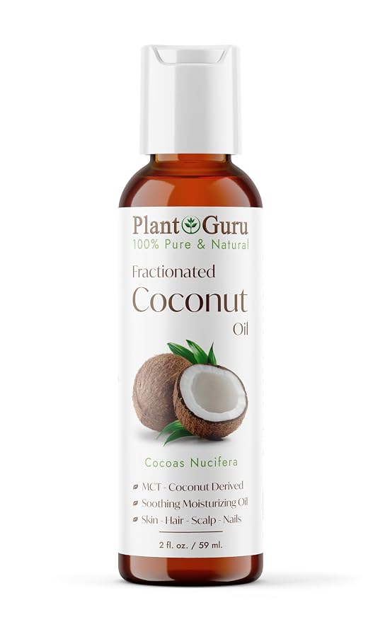 Fractionated Coconut Oil 2 fl. oz. 100% Pure MCT Natural Carrier - Skin, Face, Body, Massage and Hair Growth Moisturizer, Great for Diluting Aromatherapy Essential Oils